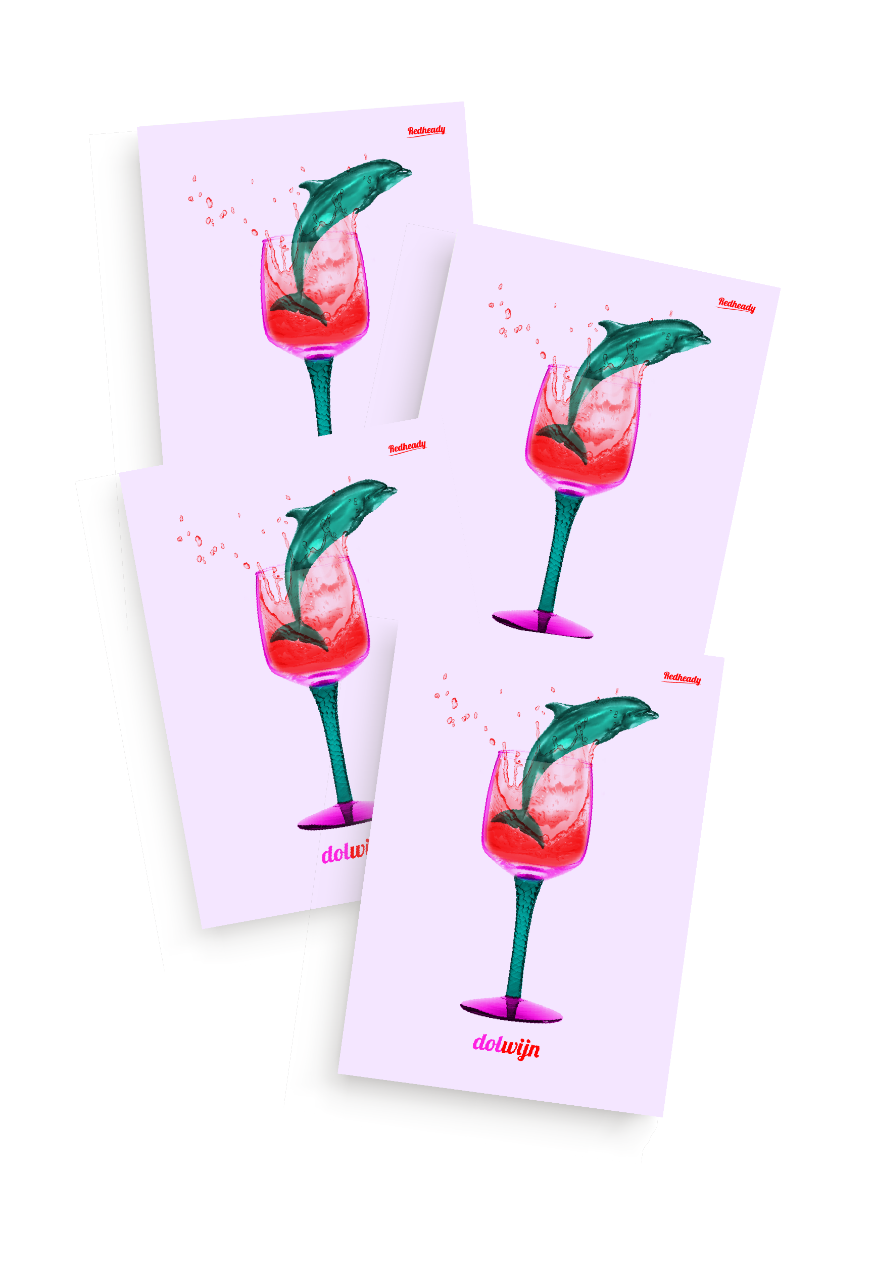 dol op wijn dolfijn set kaarten
